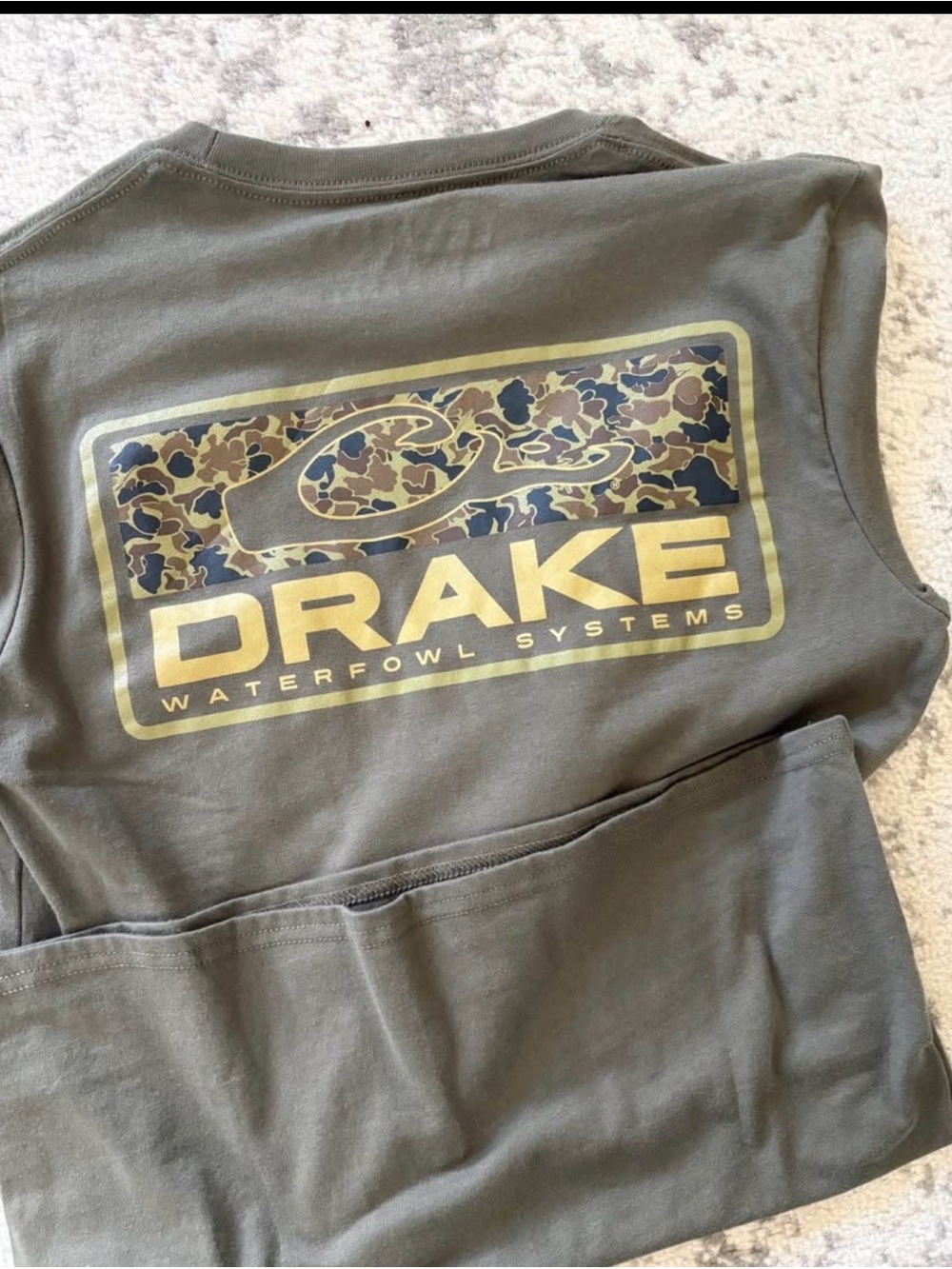Olive Green Long Sleeve Logo Tee